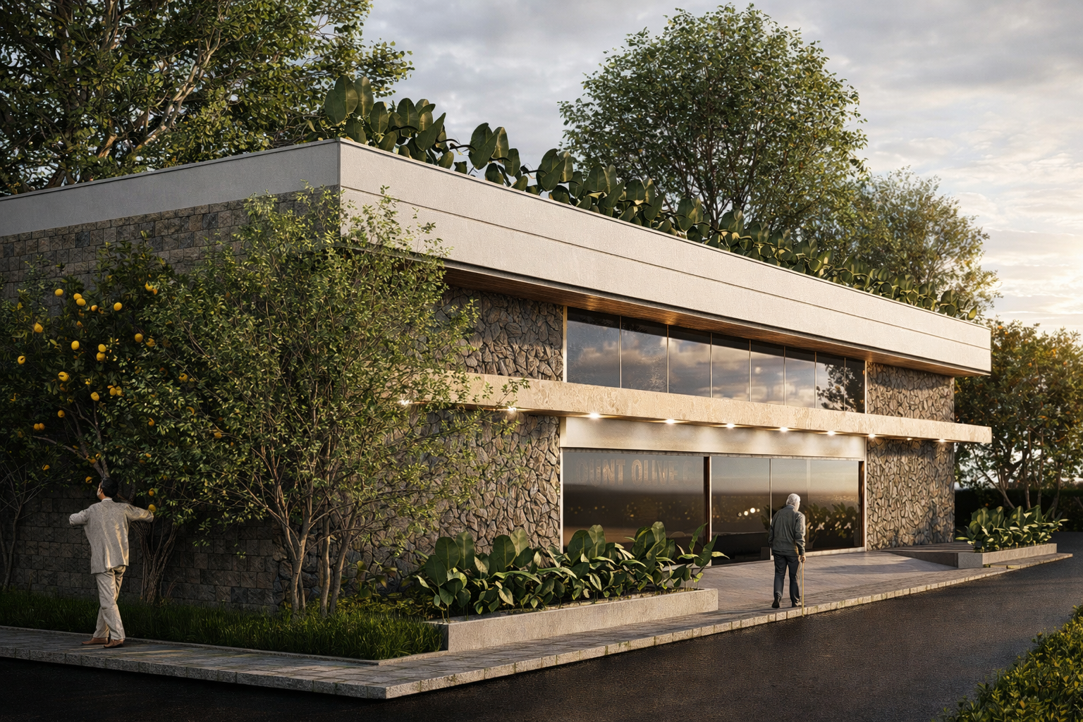 Additional exterior perspective of Mount Olive Garden